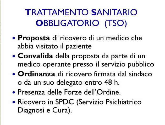 La morte in corso di esecuzione di Trattamento Sanitario Obbligatorio