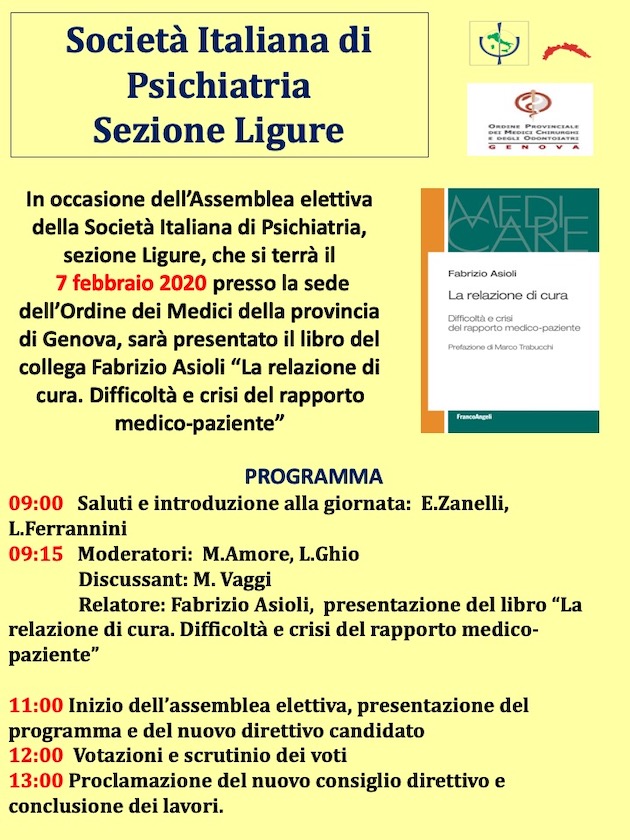 Presentazione del libro “La relazione di cura. Difficoltà e crisi del rapporto medico-paziente” di Fabrizio Asioli